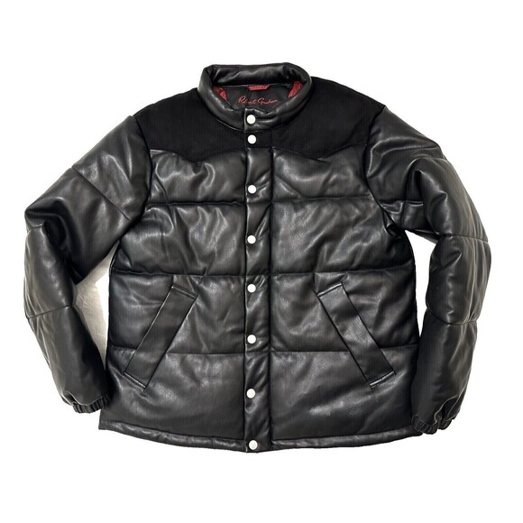 Robert Graham Faux Leather Puffer Jacket in Black Men's SZ M‎ NWT $328 - Picture 2 of 7